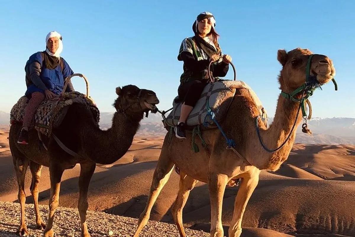 Morocco camel trekking through the Sahara Desert near Merzouga